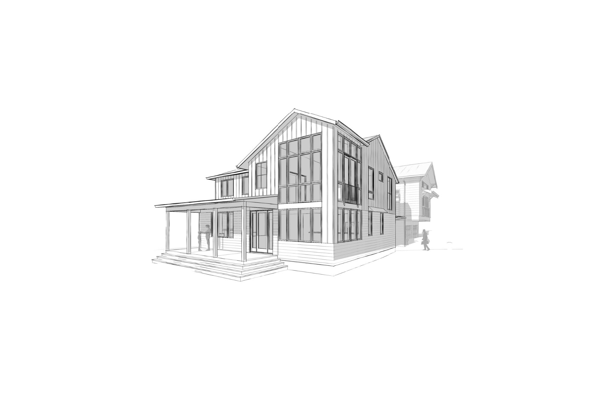 exterior render of a modern cottage home.