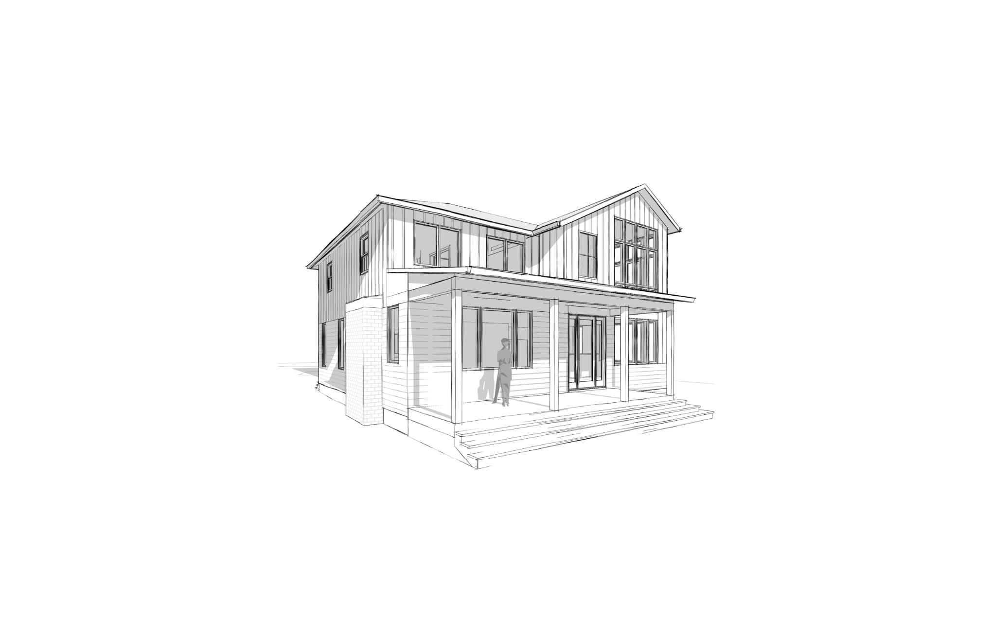 exterior render of a modern cottage home.