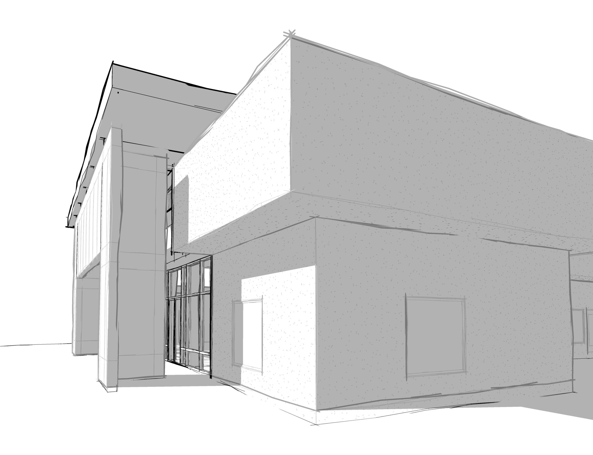 exterior render view of commercial building.