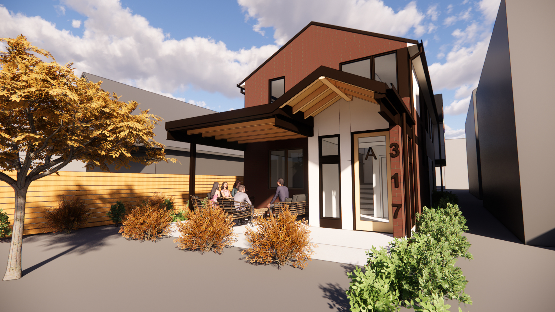 exterior render of townhome.
