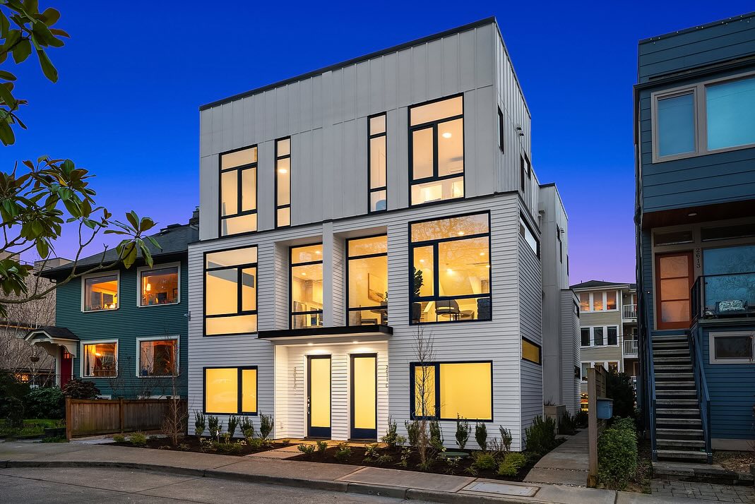 exterior photo of urban infill townhome.