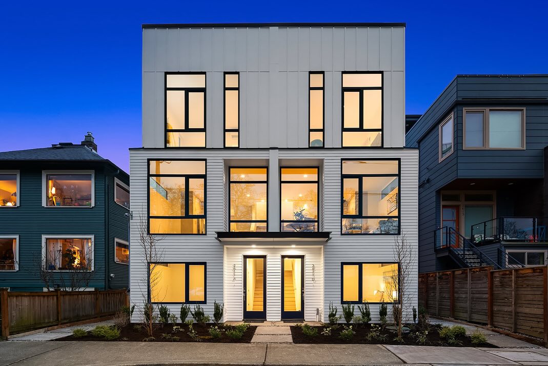 exterior photo of urban infill townhome.