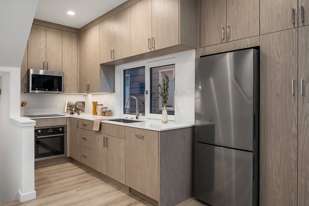 interior photo of kitchen in urban infill townhome.