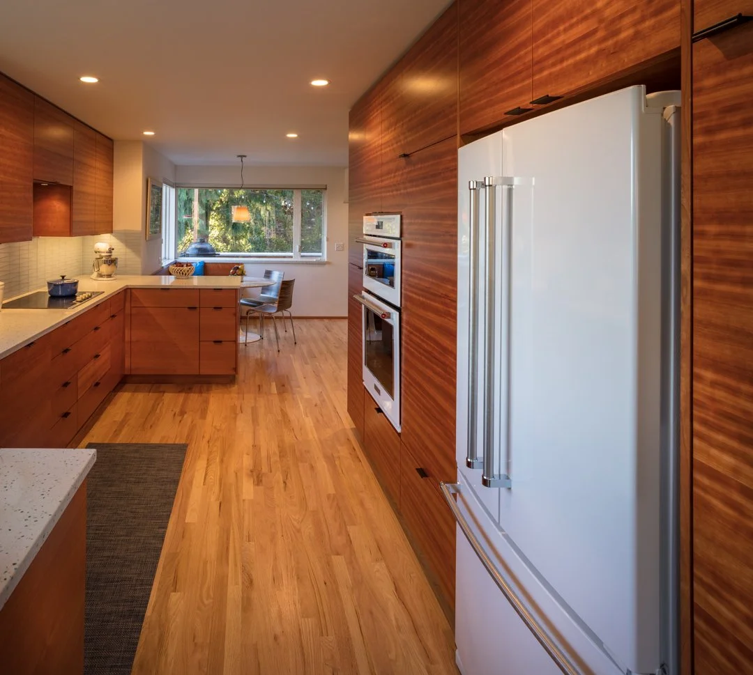mid-century modern interior kitchen view.